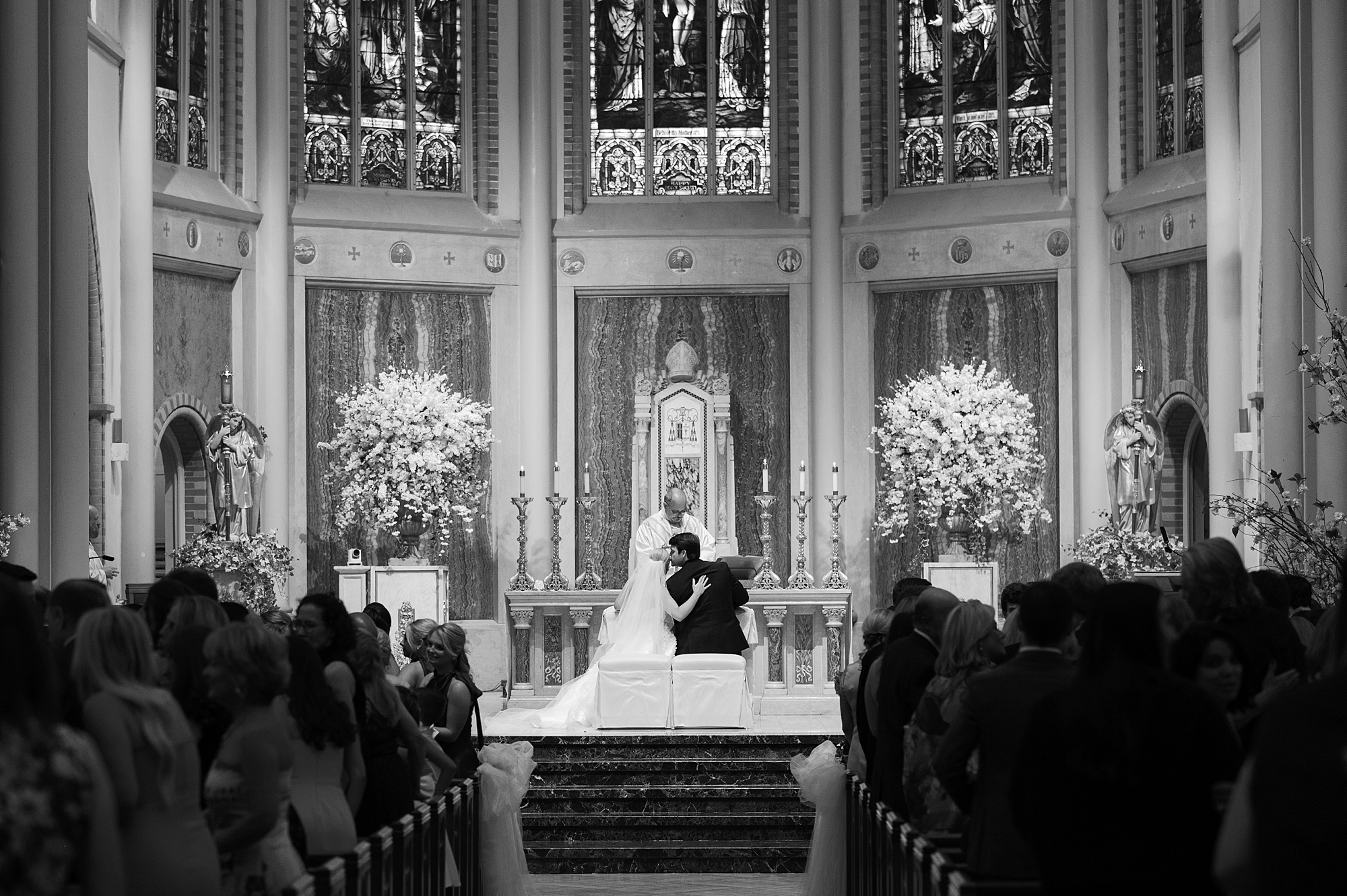 traditional Catholic Church wedding at St. John Cathedral