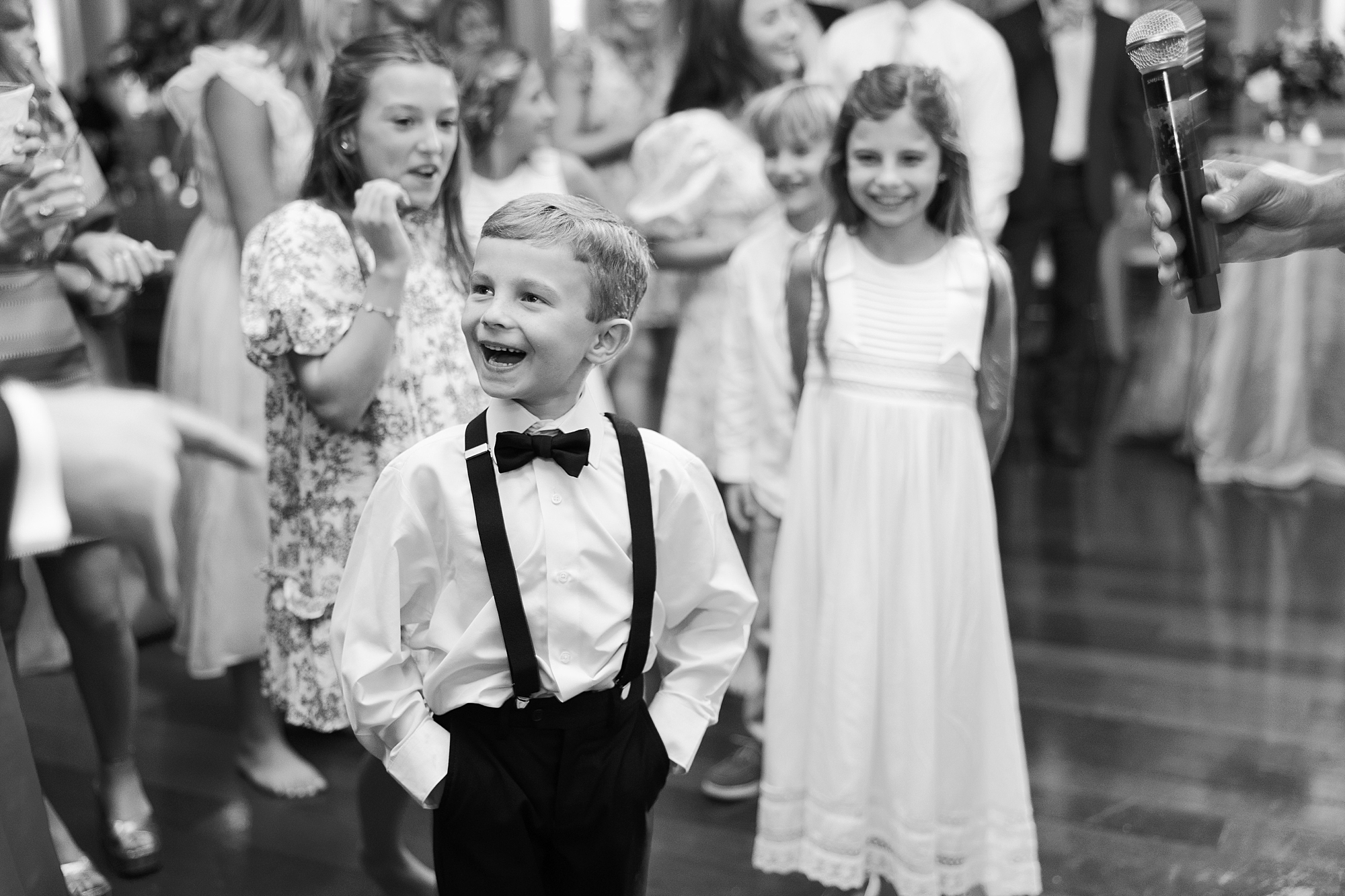 kids dance during NOLA wedding reception at Le Pavilion Hotel